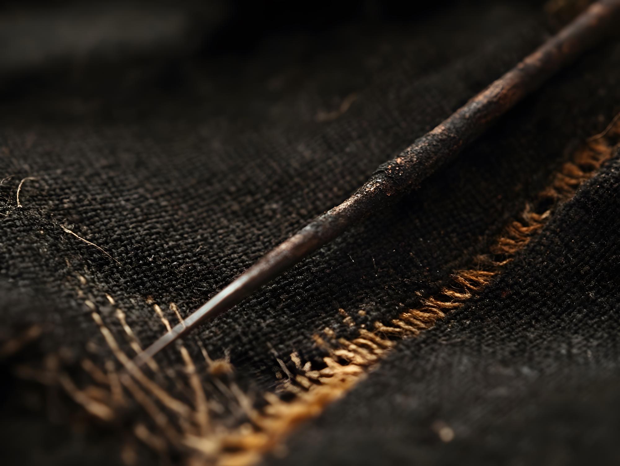 detailed metallic thread on dark fabric
